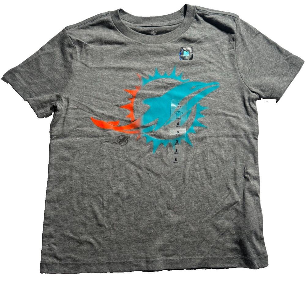 NFL Team Apparel Youth Miami Dolphins Short Sleeve T-Shirt - Gray - Small (6/7)